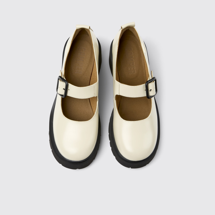 Overhead view of Milah White Leather Women's Shoes.