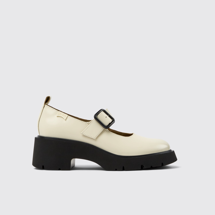 Side view of Milah White Leather Women's Shoes.