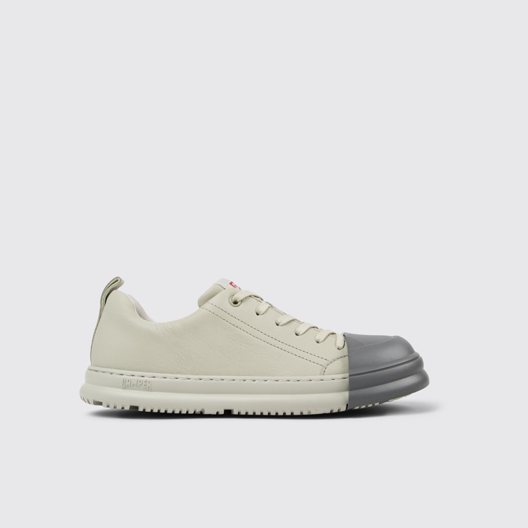 Side view of Junction Runner Gray leather sneakers for women