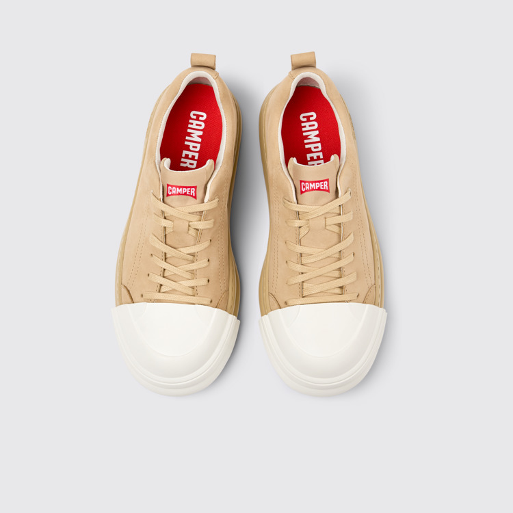 Overhead view of Junction Runner Beige Nubuck Sneakers for Women.