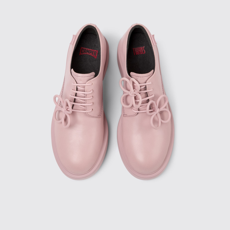 Overhead view of Twins Pink leather shoes for women