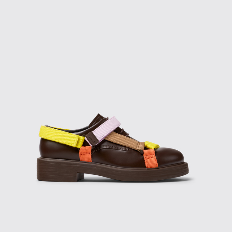 Side view of Twins Multicolored leather and textile shoes for women