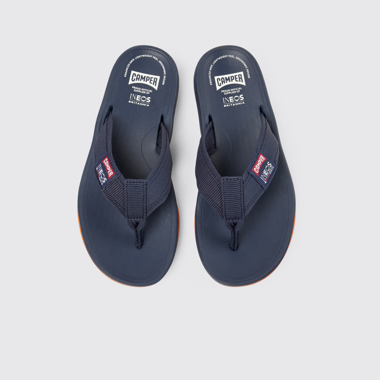 Overhead view of Camper x INEOS Britannia Blue Textile Flip-Flops for Women