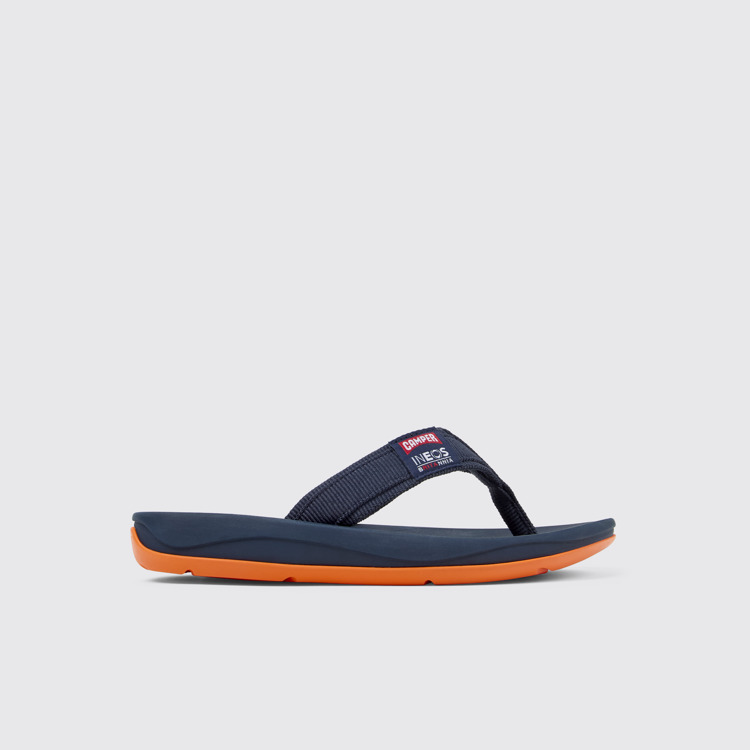 Side view of Camper x INEOS Britannia Blue Textile Flip-Flops for Women