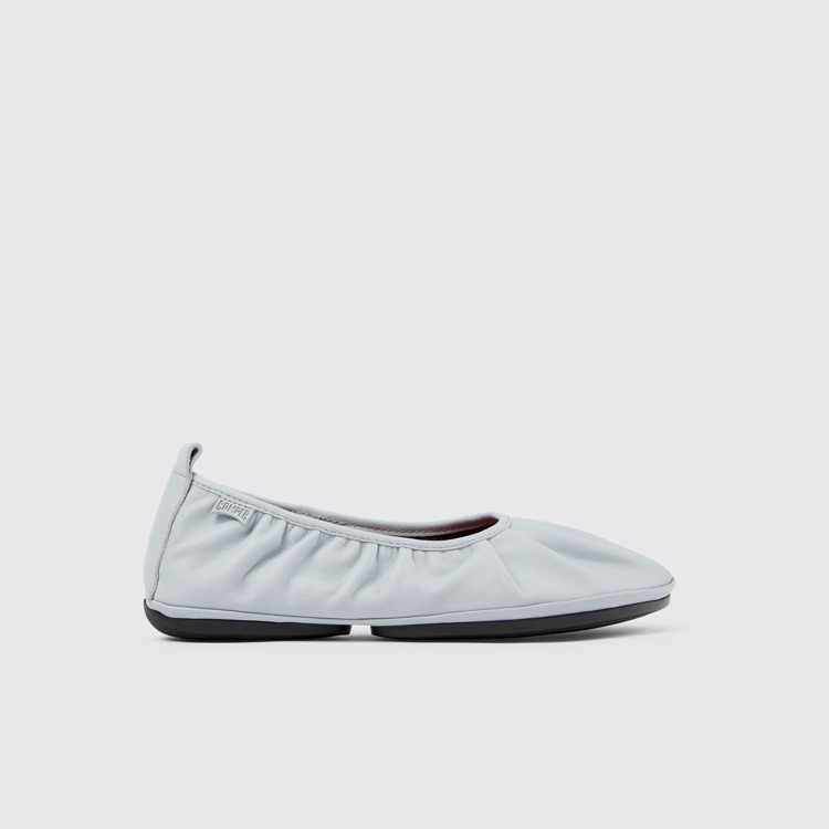 Side view of Right Gray Leather Ballerina for Women