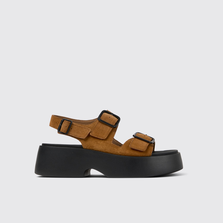 Side view of Tasha Brown Nubuck Sandals for Women.