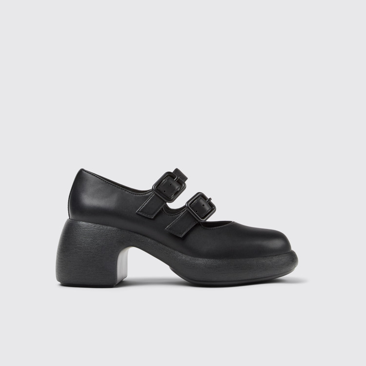 Side view of Thelma Black Leather Women's Shoe.