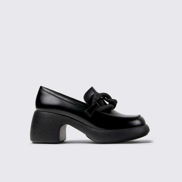 Thelma Mocassins en cuir noir/ballerines pour femme.