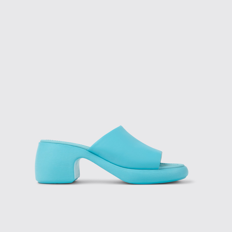 Side view of Thelma Sandal Blue Leather Sandals for Women.