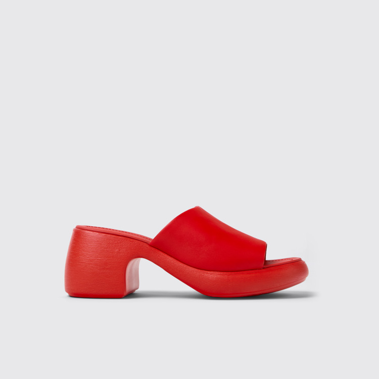 Side view of Thelma Sandal Red Leather Sandals for Women.