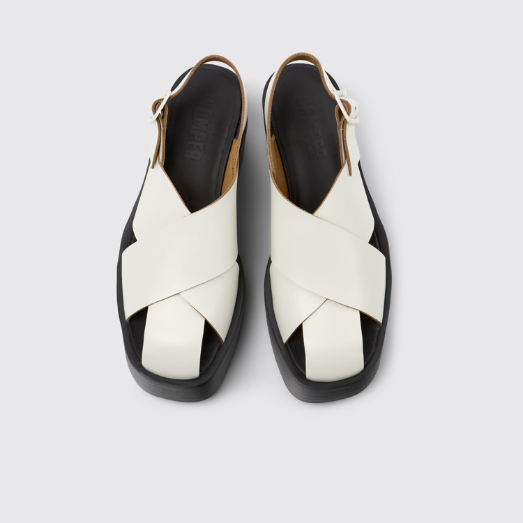 Billie Sandales en cuir blanc pour femme.