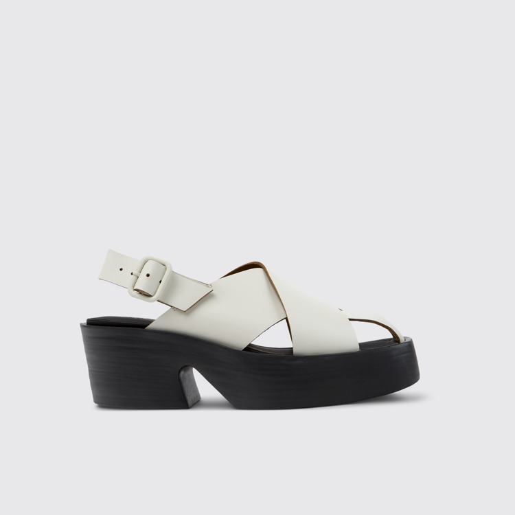 Side view of Billie White Leather Sandals for Women.