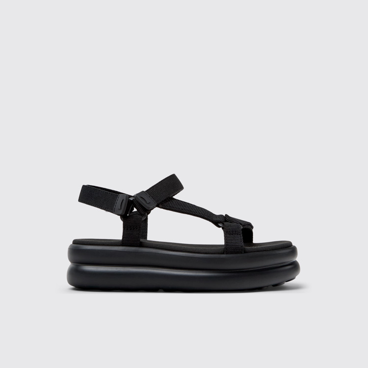 Side view of Pelotas Flota Up Black Recycled PET Sandals for Women.