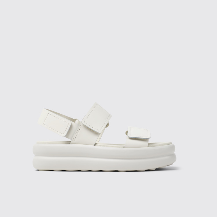 มุมมองด้านข้างของ Pelotas Flota Up White Leather Sandals for Women.