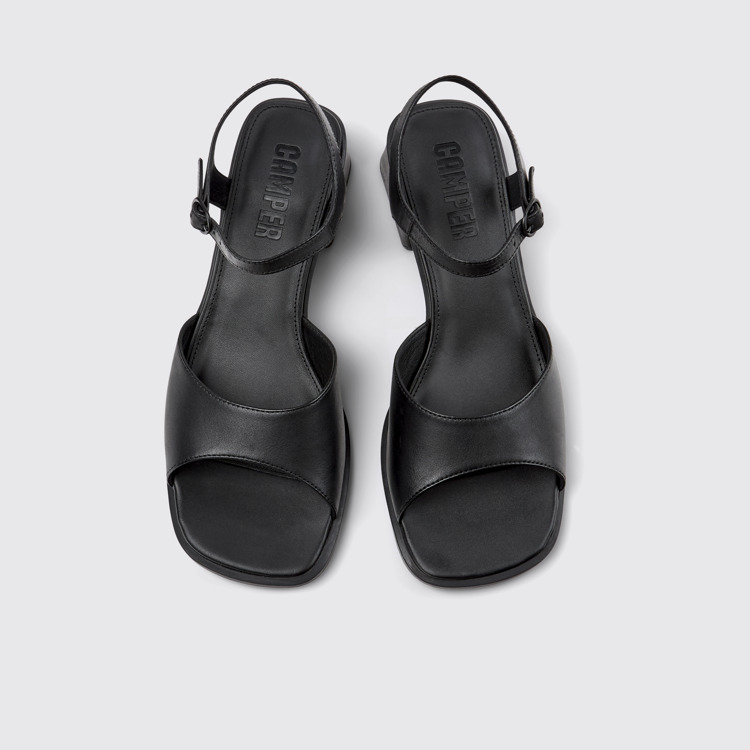 Overhead view of Kora Sandal Black Leather Sandals for Women.