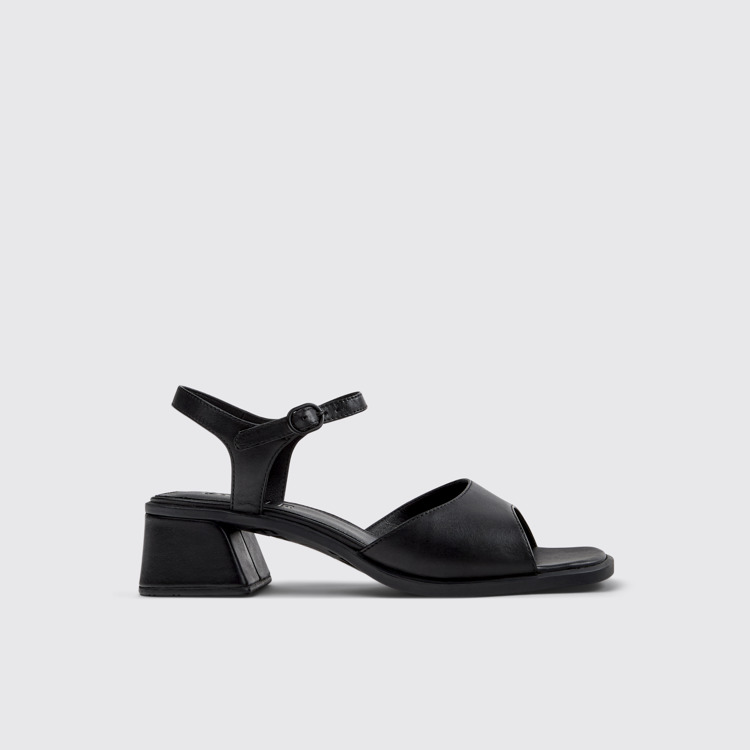 Side view of Kora Sandal Black Leather Sandals for Women.