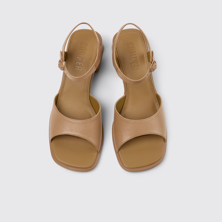 Kora Sandal Sandálias em couro nude para mulher.