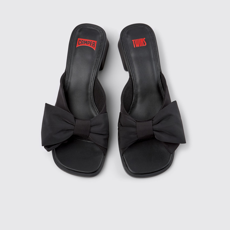 มุมมองด้านบนของ Twins Black Recycled PET Sandals for Women.