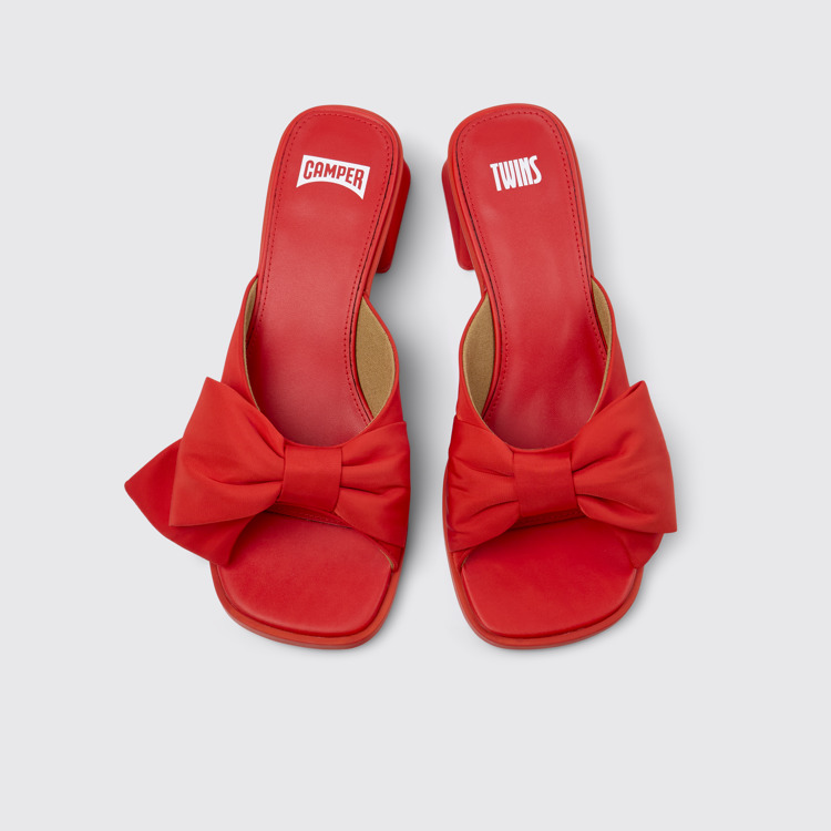 Overhead view of Twins Red Recycled PET Women's Sandal.