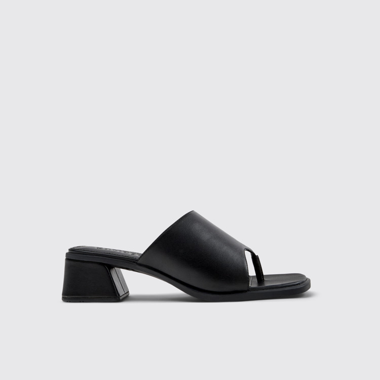 Side view of Kora Sandal Black Leather Sandals for Women.