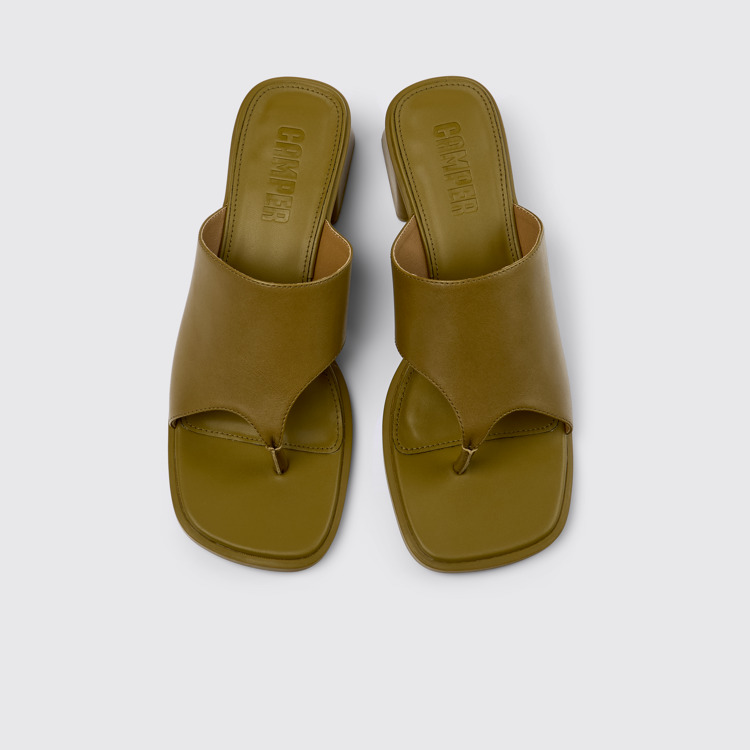 Overhead view of Kora Sandal Green Leather Sandal for Women.