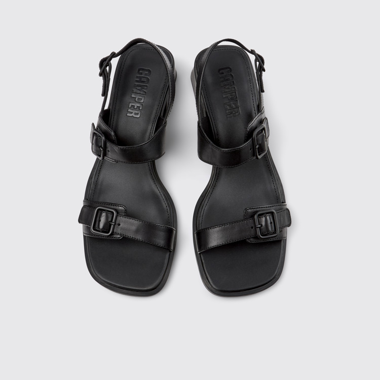 Overhead view of Kora Sandal Black Leather Sandals for Women.