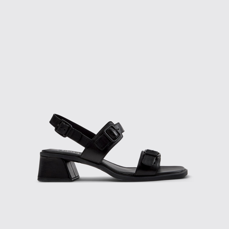 Side view of Kora Sandal Black Leather Sandals for Women.