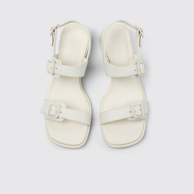 Overhead view of Kora Sandal White Leather Sandals for Women.