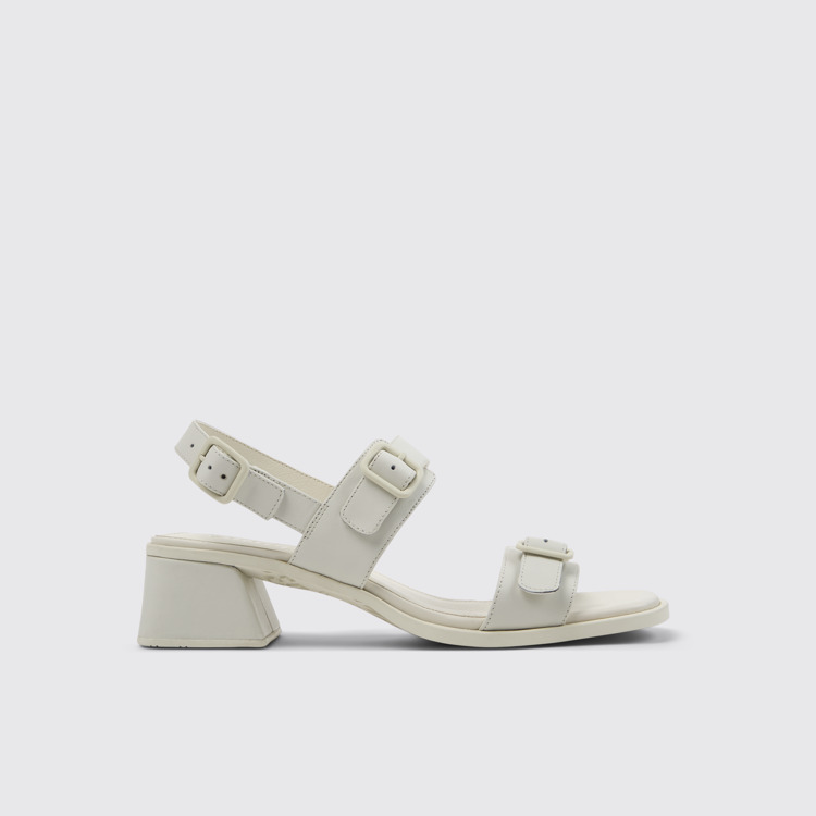 Kora Sandal White Leather Sandals for Women.側面