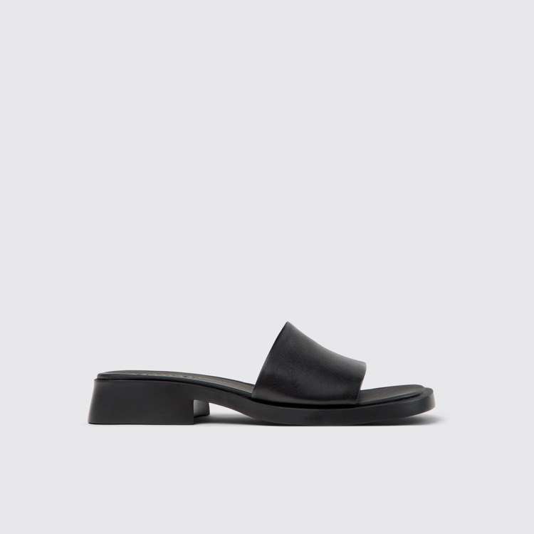 Side view of Dana Black Leather Sandals for Women.