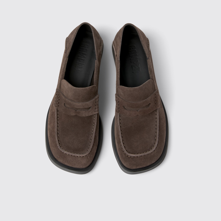 Overhead view of Dana Brown Nubuck Moccasin Ballerinas for Women.