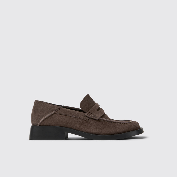 Side view of Dana Brown Nubuck Moccasin Ballerinas for Women.