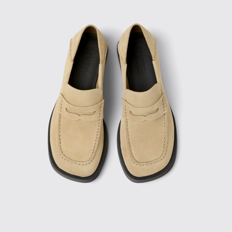 Overhead view of Dana Beige Nubuck Moccasin/Ballerina for Women.