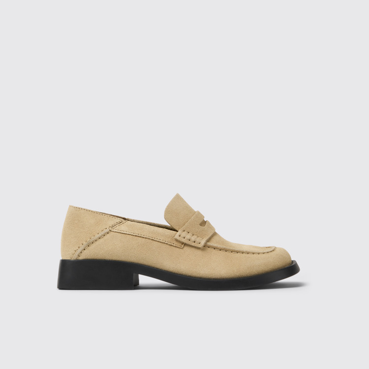 Side view of Dana Beige Nubuck Moccasin/Ballerina for Women.