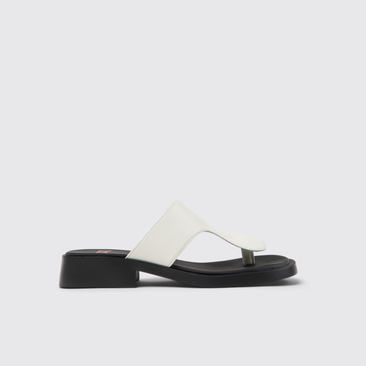 Side view of Twins White Leather Sandals for Women.