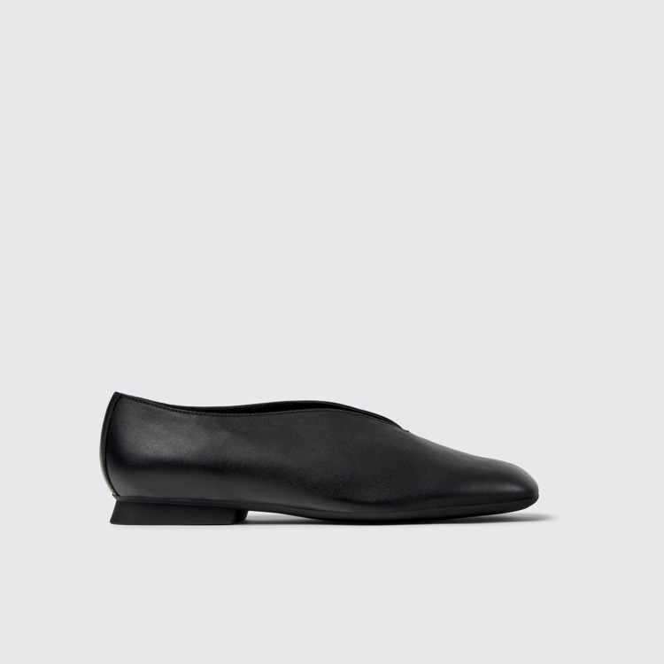 Side view of Casi Myra Black Leather Women's Shoes.