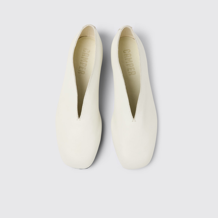 Overhead view of Casi Myra White Leather Women's Shoes.