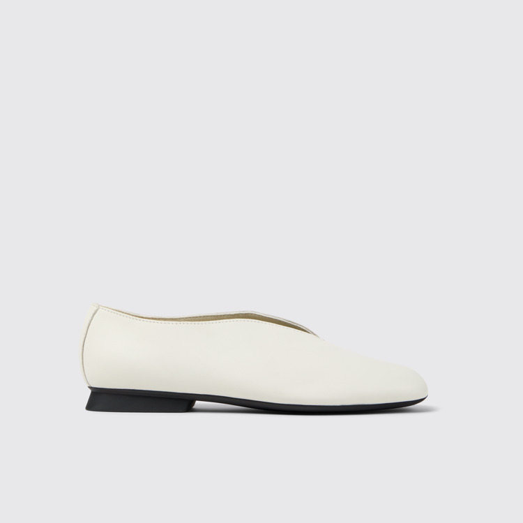 Side view of Casi Myra White Leather Women's Shoes.