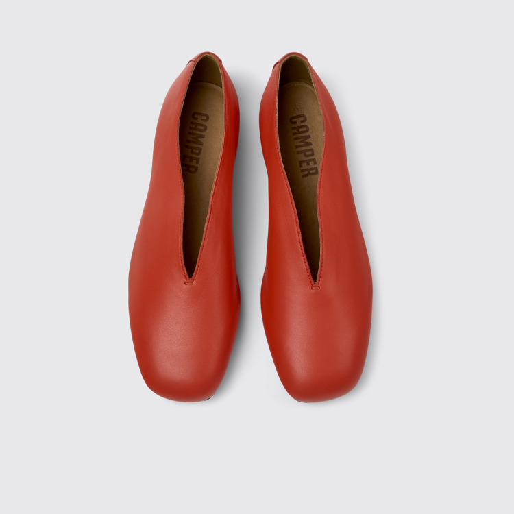 Overhead view of Casi Myra Red Leather Shoes for Women.