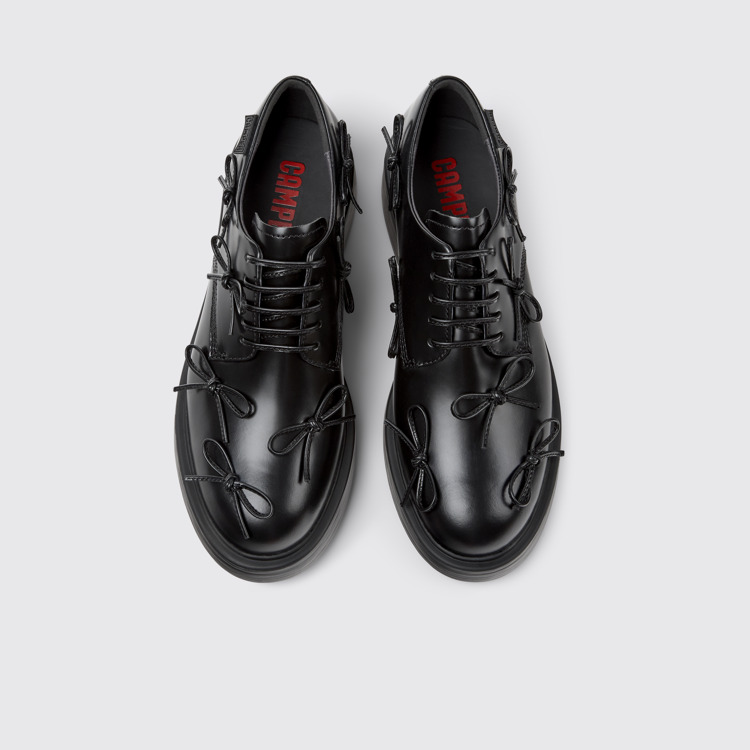 Dean Black Leather Women's Shoe.俯角