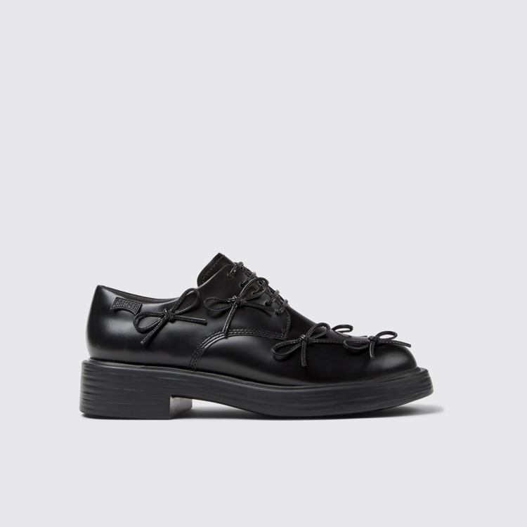 มุมมองด้านข้างของ Dean Black Leather Women's Shoe.