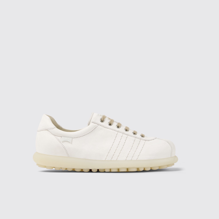 Side view of Pelotas White Leather Shoe for Women.