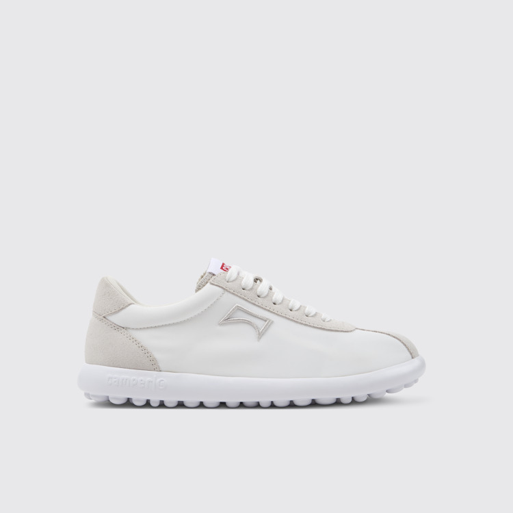 Side view of Pelotas XLite White Recycled PET and Nubuck Sneakers for Women.