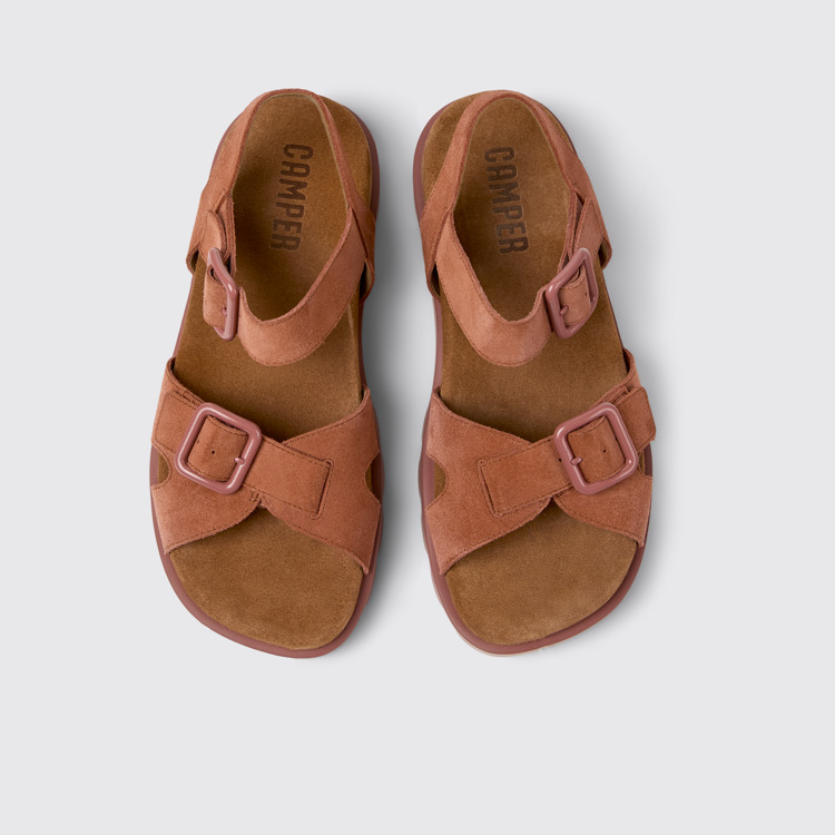 Overhead view of Brutus Sandal Red Nubuck Sandals for Women.