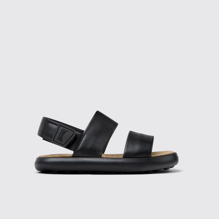 Side view of Pelotas Flota Black Leather Sandals for Women.