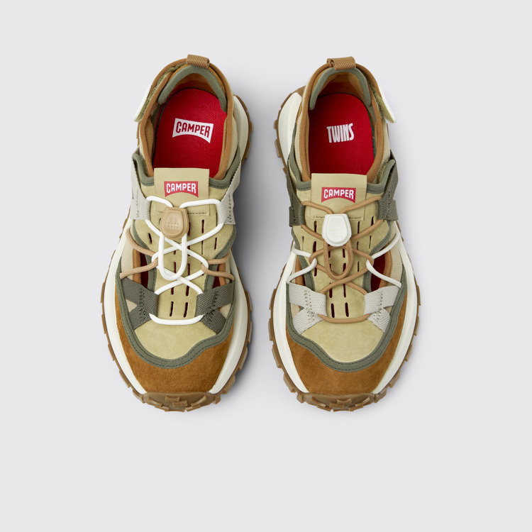 Overhead view of Twins Multicolor Recycled PET and Nubuck Sneakers for Women.