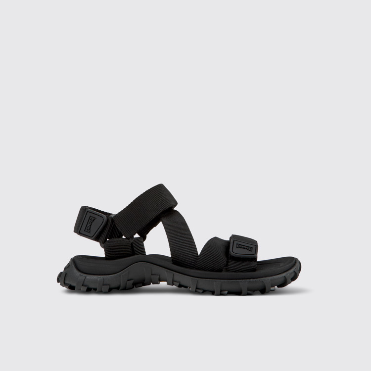 Side view of Drift Trail Sandal Black Recycled PET Sandals for Women.