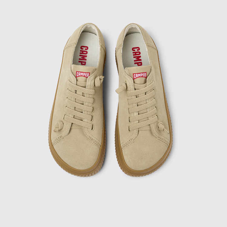 Overhead view of Peu Roda Beige Nubuck Sneakers for Women.