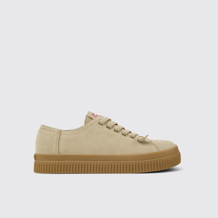 Side view of Peu Roda Beige Nubuck Sneakers for Women.