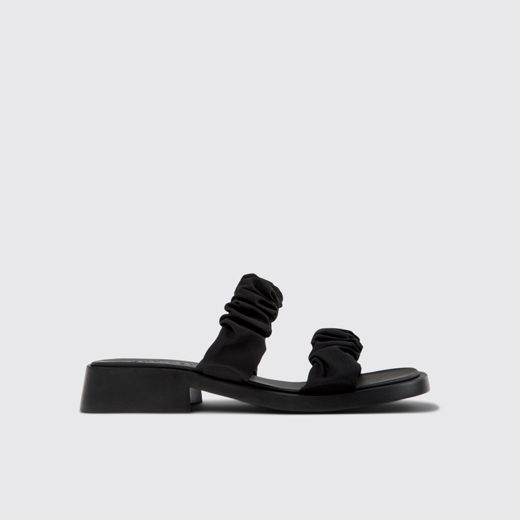 Side view of Dean Black Recycled PET Sandals for Women.